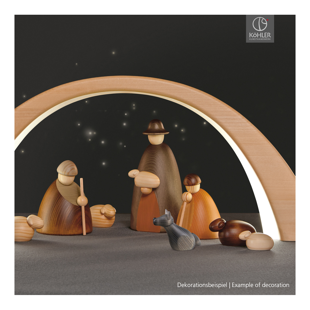 LED Candle Arch, spruce wood, natural