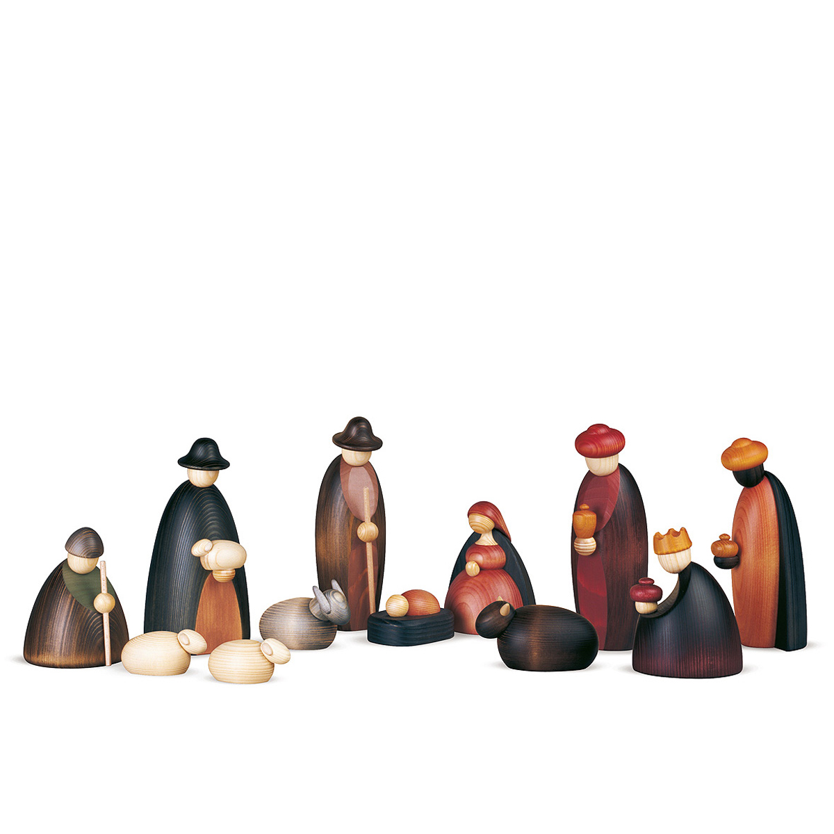 Crib figures, 12-piece set, large, coloured