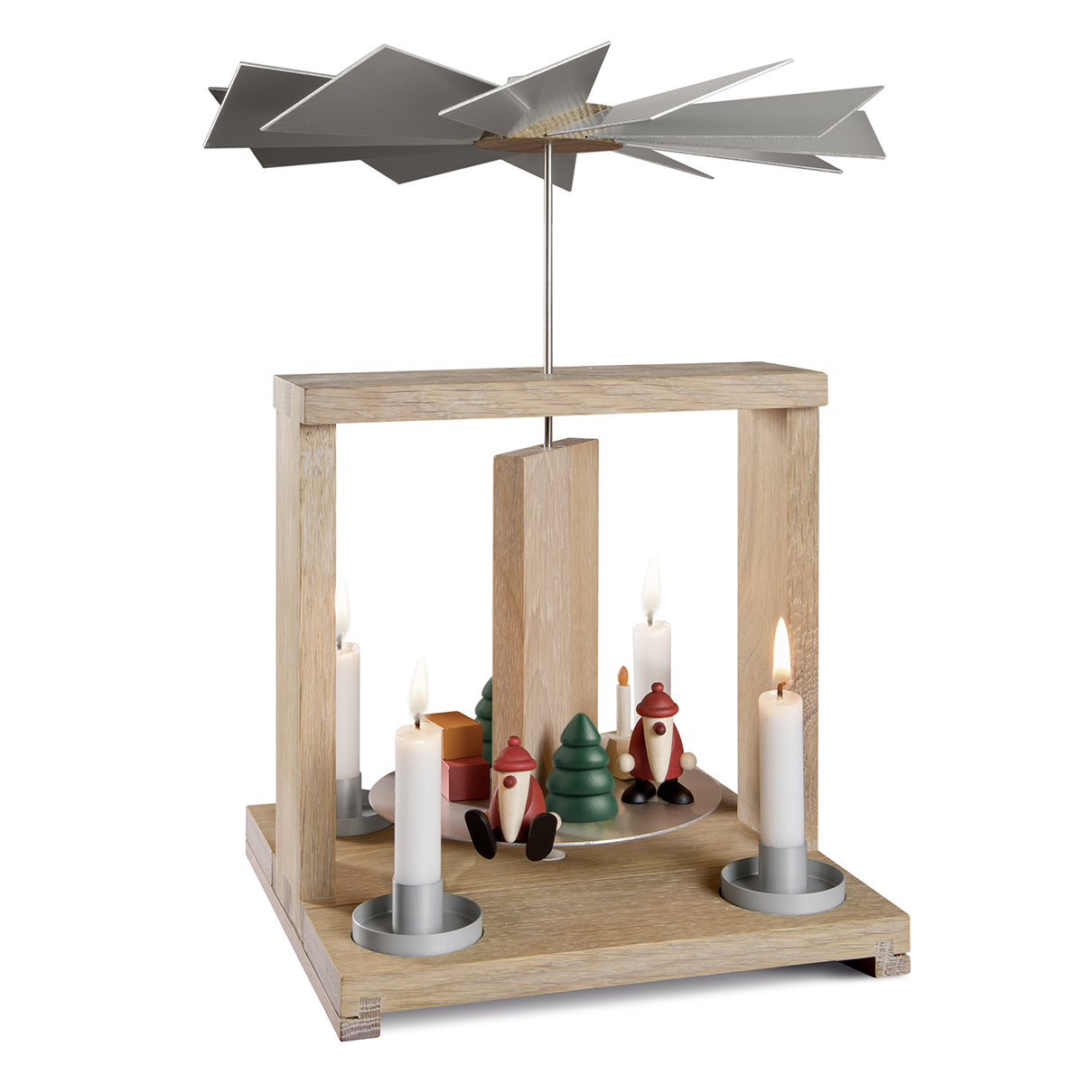 pyr100 Tischpyramide Eiche geölt mit Miniaturset 1 + 2