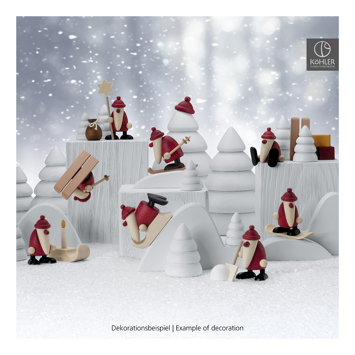 Set 2 | Santa Claus with a sledge and a tree