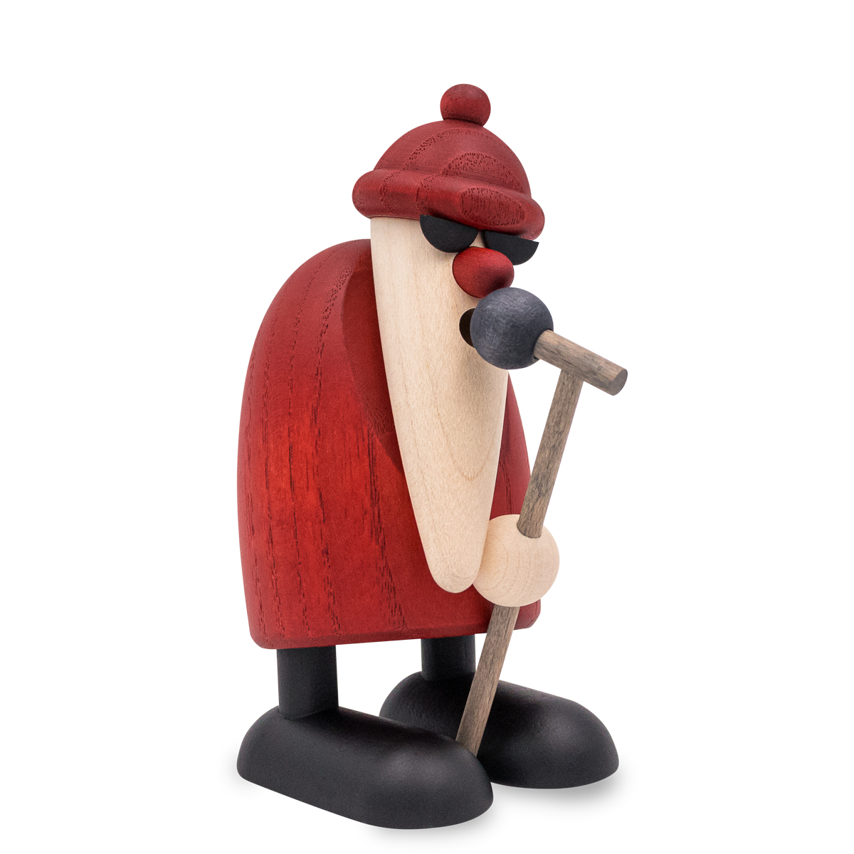 Weihnachtsmann am Mikrofon introvertiert