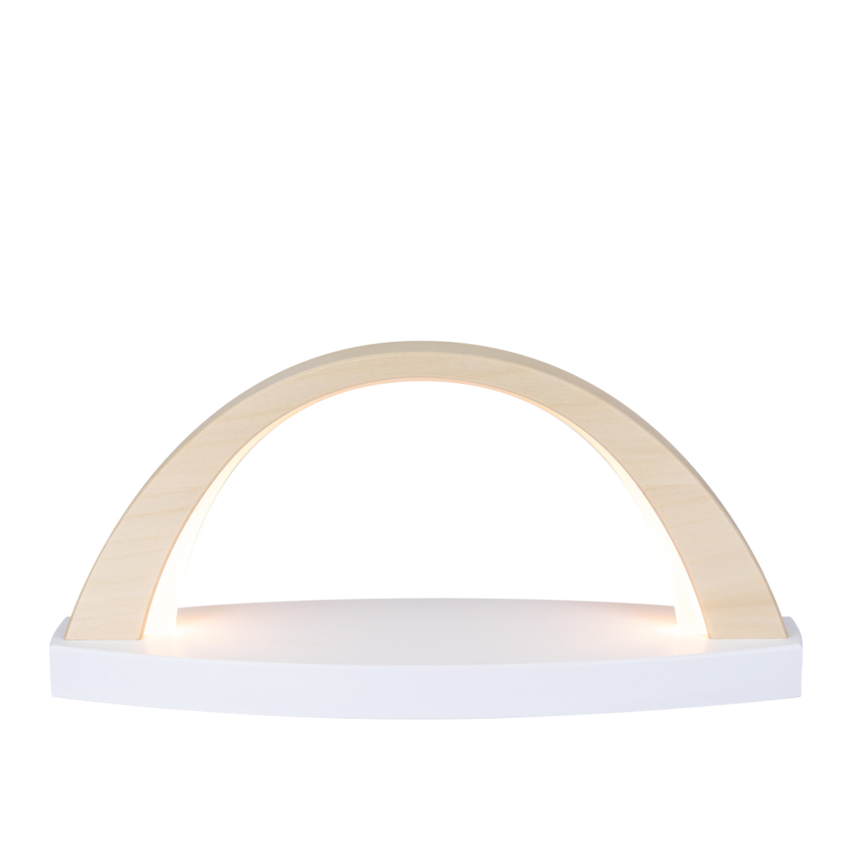 LED LichtBogen klein, Lindenholz natur, Sockel weiß LED LichtBogen klein, Lindenholz natur, Sockel weiß