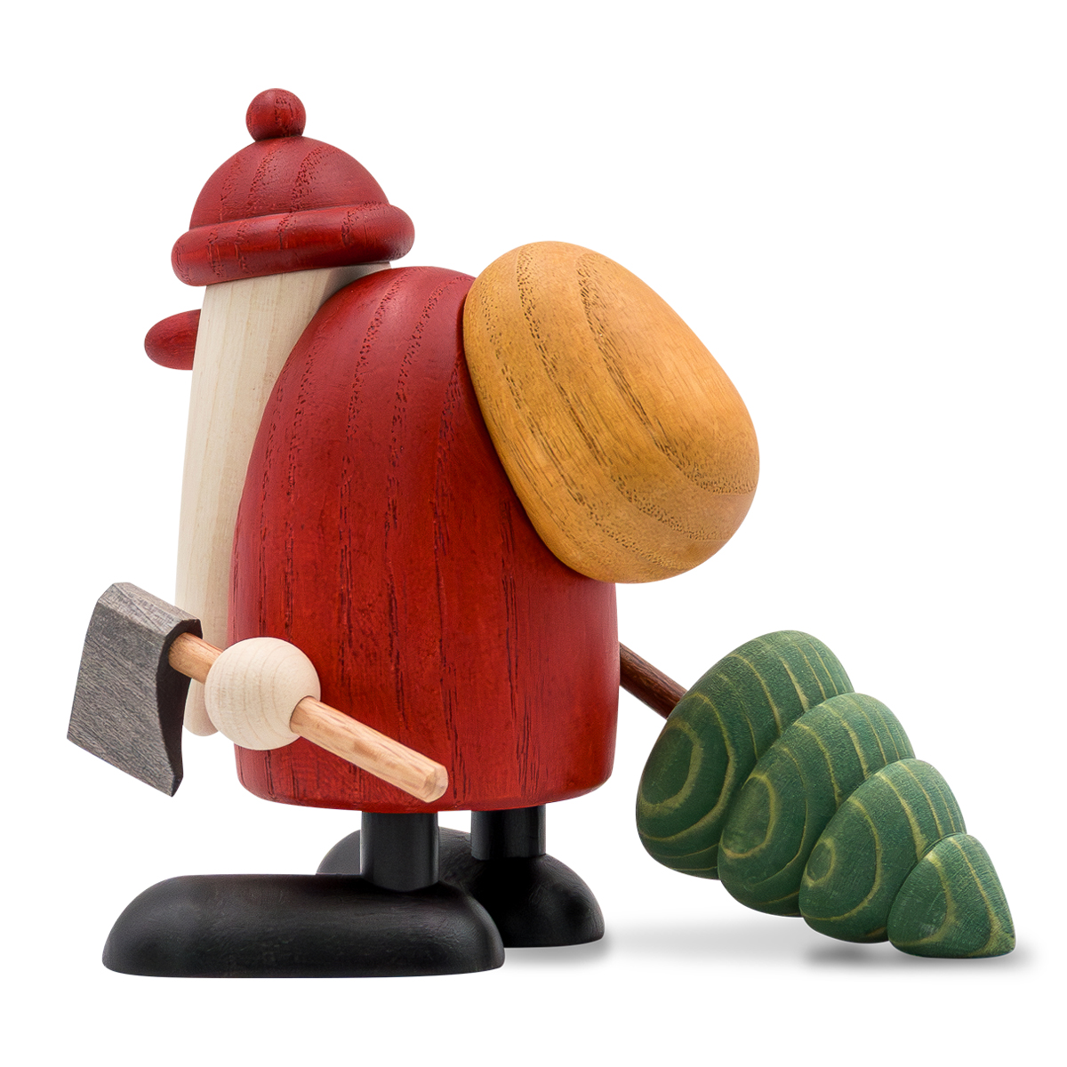 Santa Claus, pulling a Christmas tree