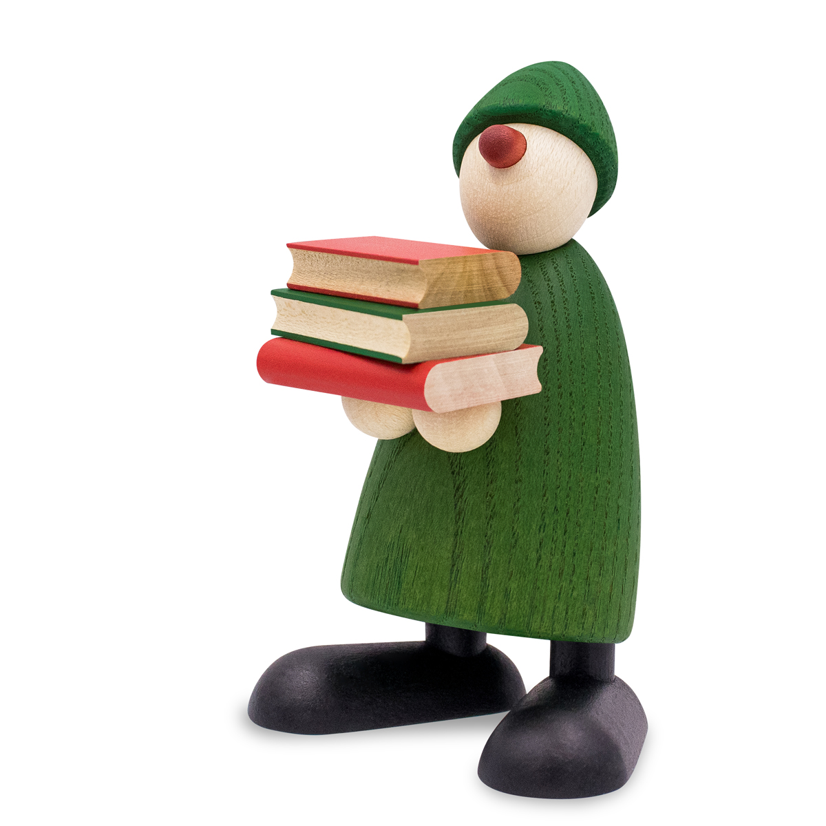 50130gruen_bk Gratulant Billy mit Büchern, grün