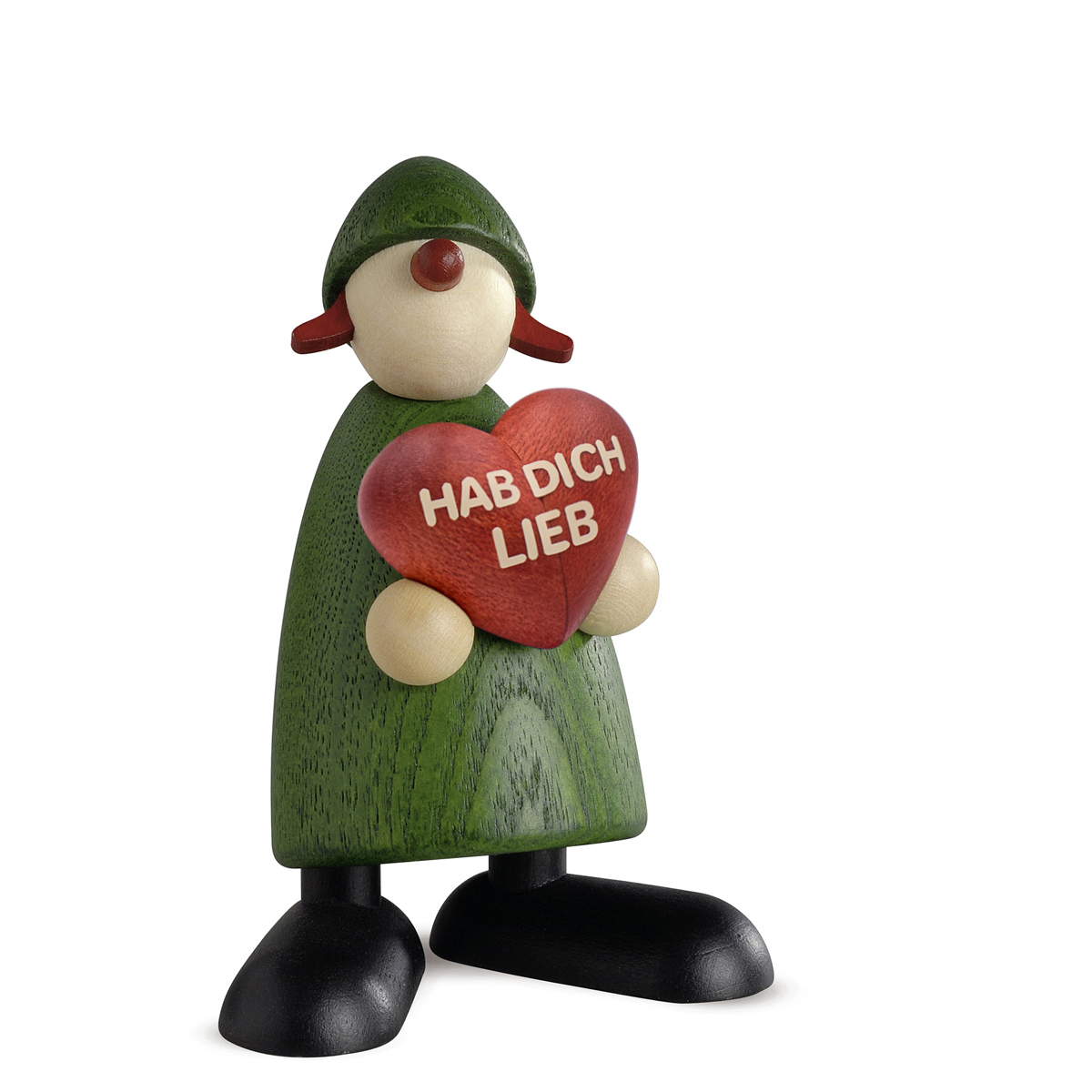 5061gruen_PERSO Well-Wisher Thea with heart, green “HAB DICH LIEB”
