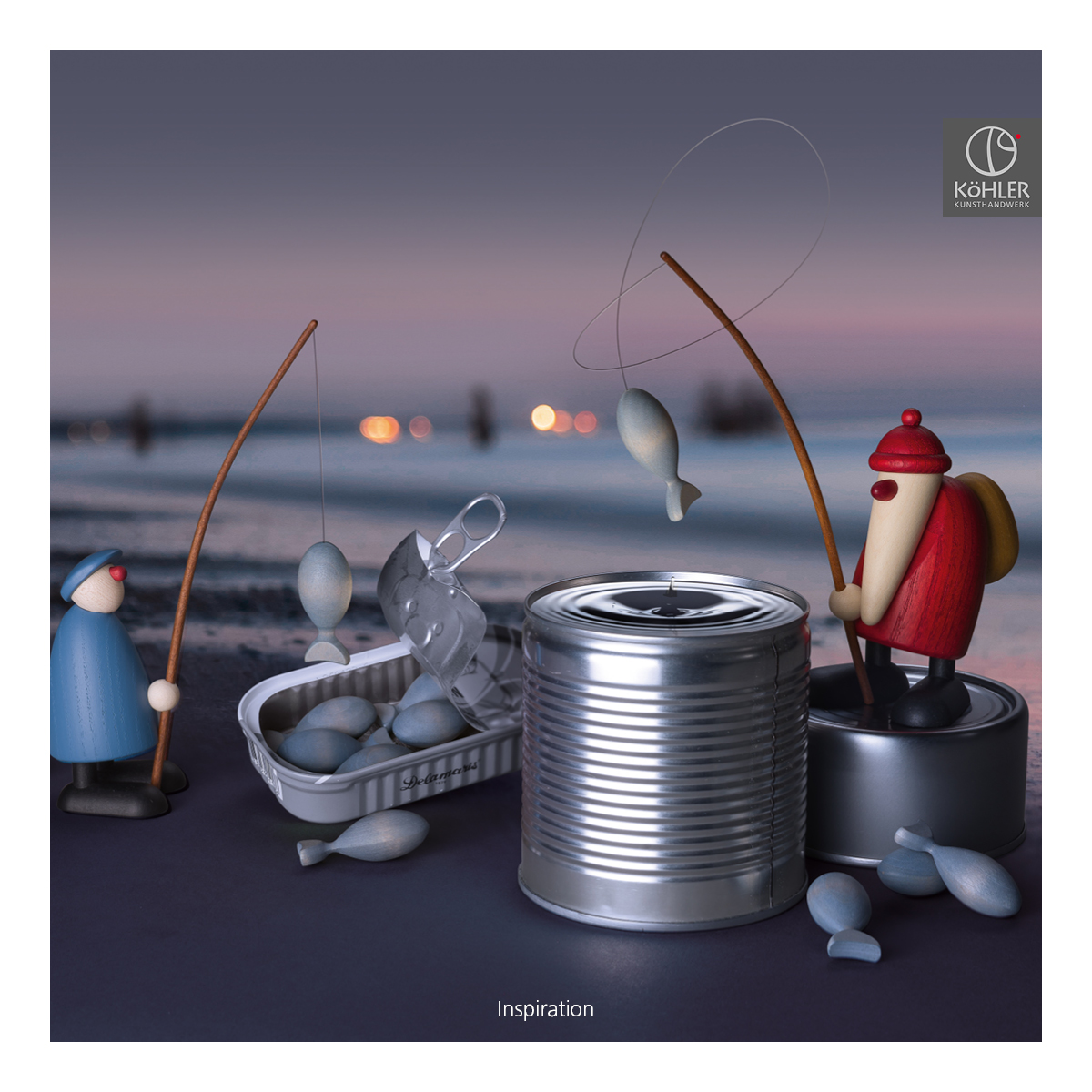 Santa Claus with fishing rod, small