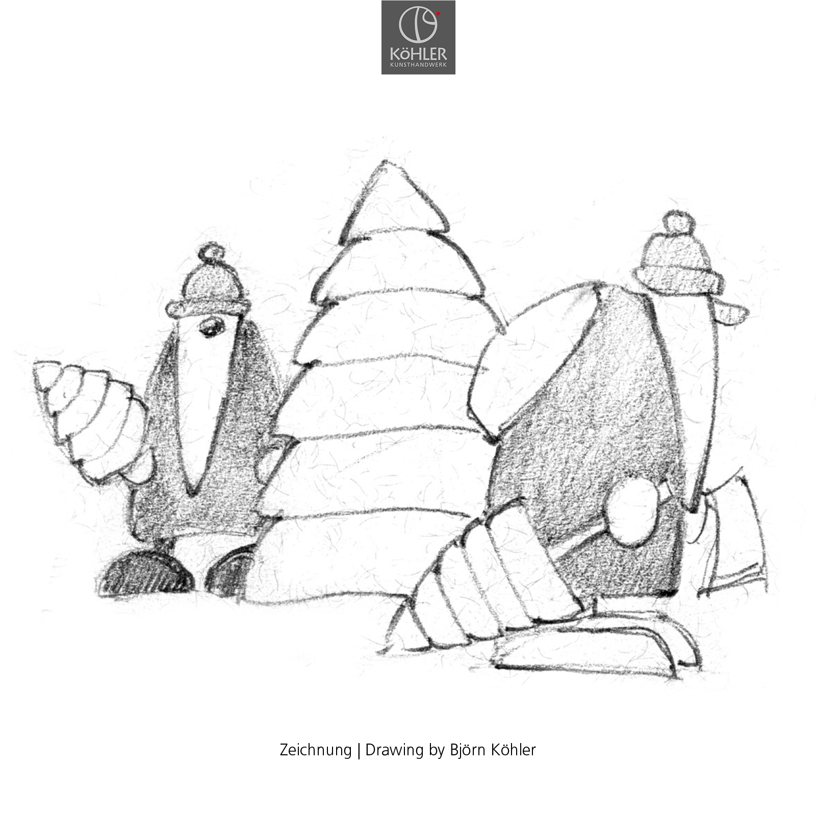 Santa Claus, pulling a Christmas tree