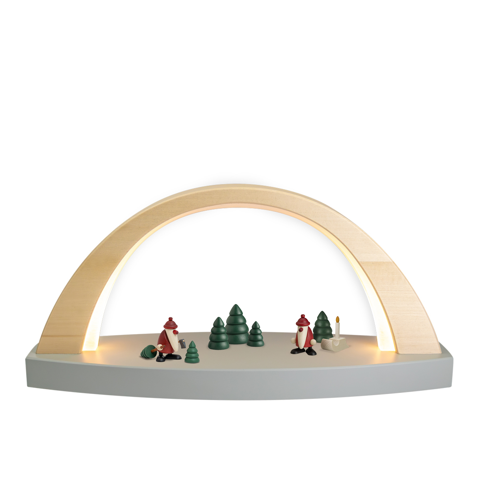 LED LichtBogen klein mit Miniaturset 2, 9 und Baumset grün