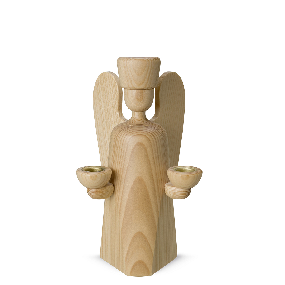 1202_2_lb Angel candle holder, small, natural wood