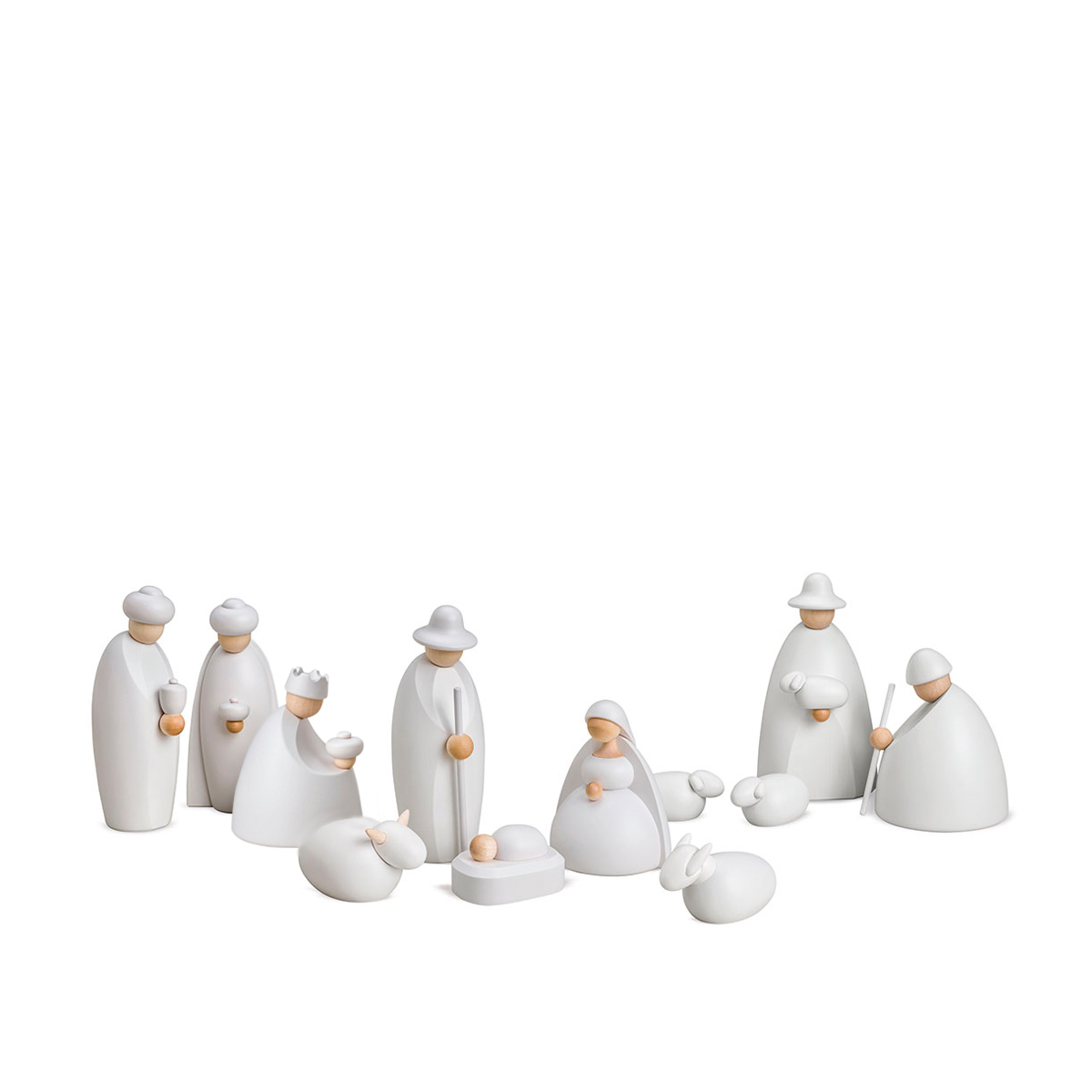 Crib figures, 12-piece set, small, white