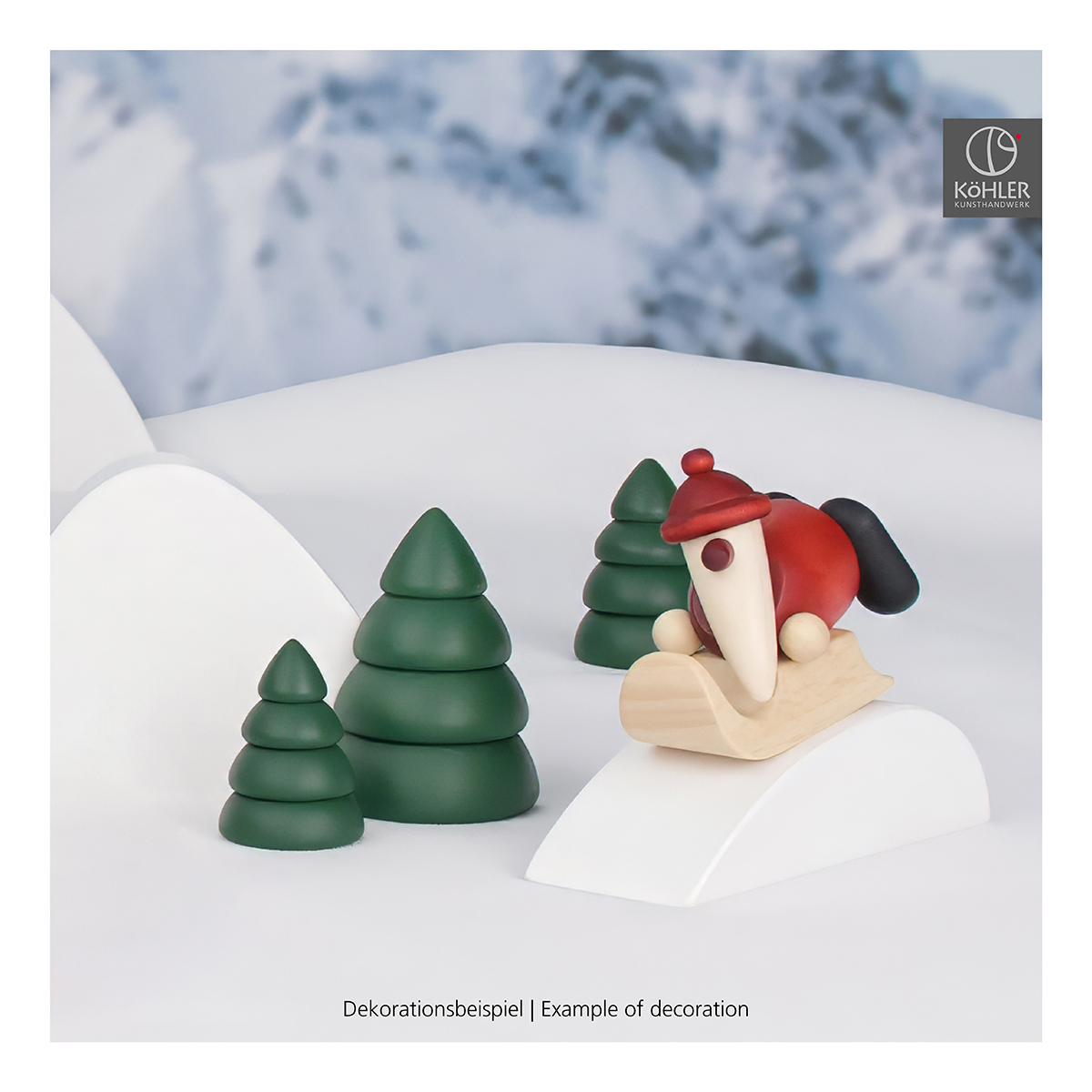 Miniaturset 6 | Weihnachtsmann auf Schlitten mit Hügel
