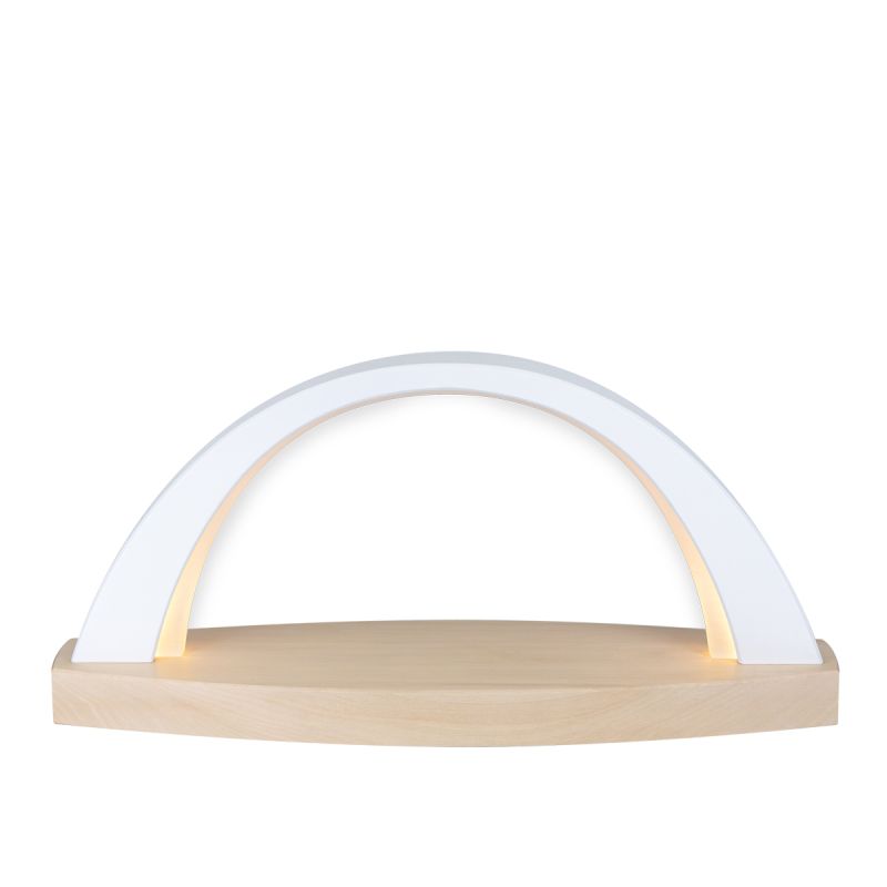 LED LichtBogen klein, Lindenholz weiß, Sockel natur